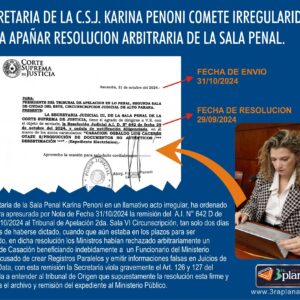 corte suprema de justicia, c.s.j., karina penoni, actos judiciales, actos procesales, corrupcion judicial.